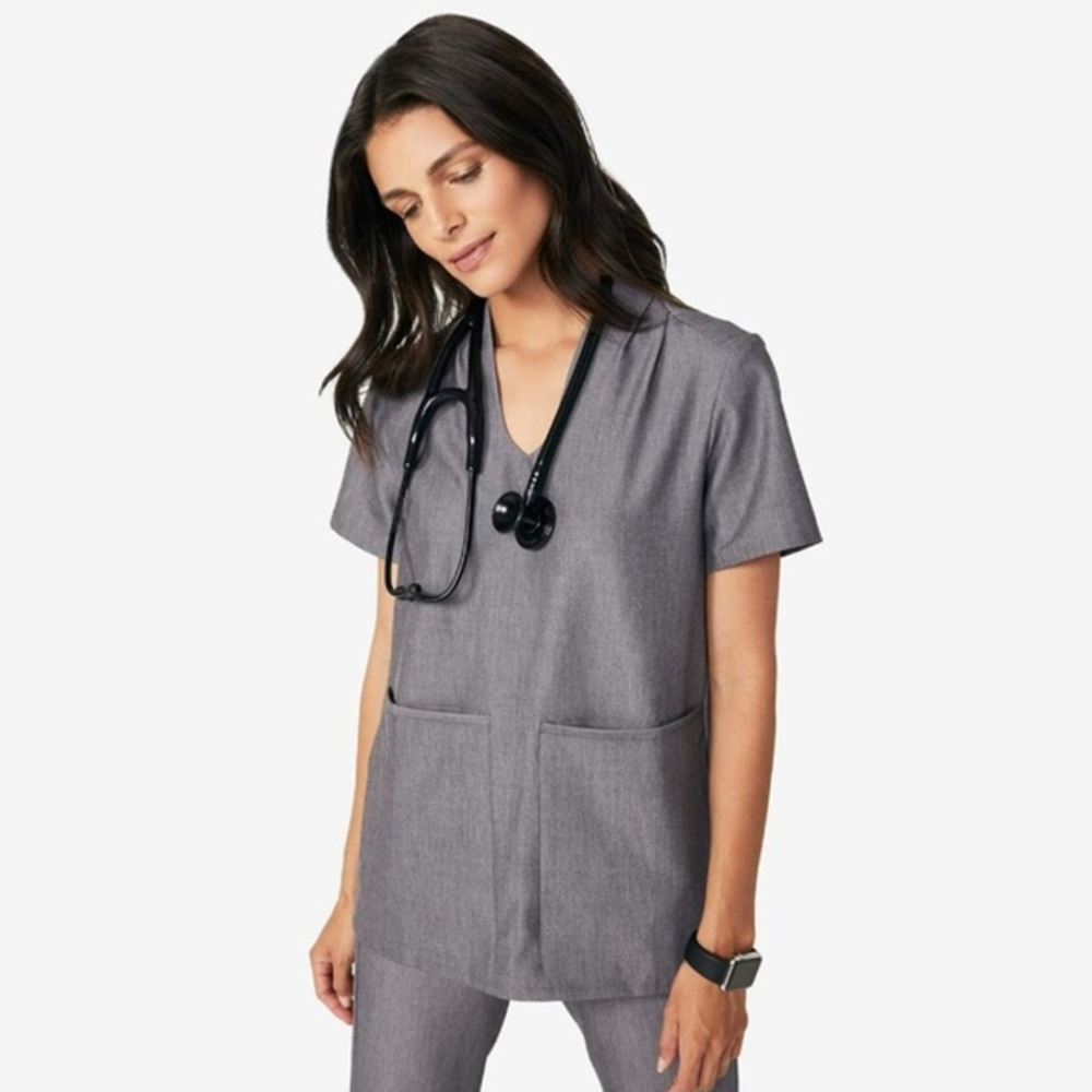 Figs Gray Short Sleeve Women's Top